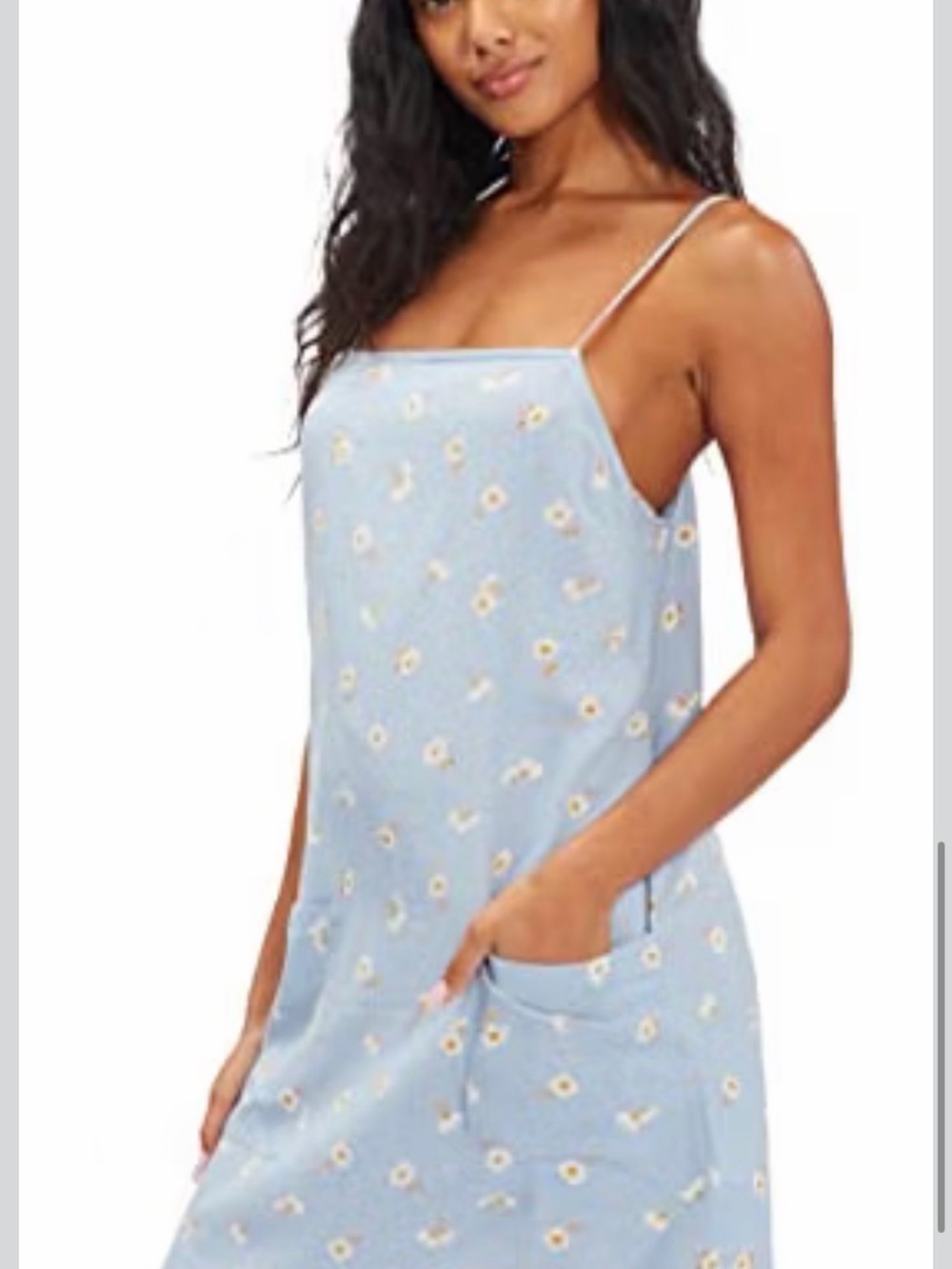 Billabong Light Blue Daisy Slip Dress with Front Pockets (XS) NWT